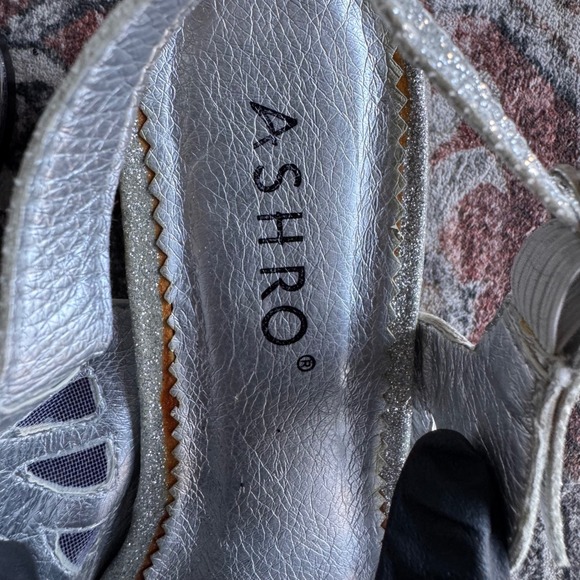 VTG ASHRO Womens Silver Glitter Mesh Slingback Heels Sandals Shoes 9.5W Church - Picture 8 of 10